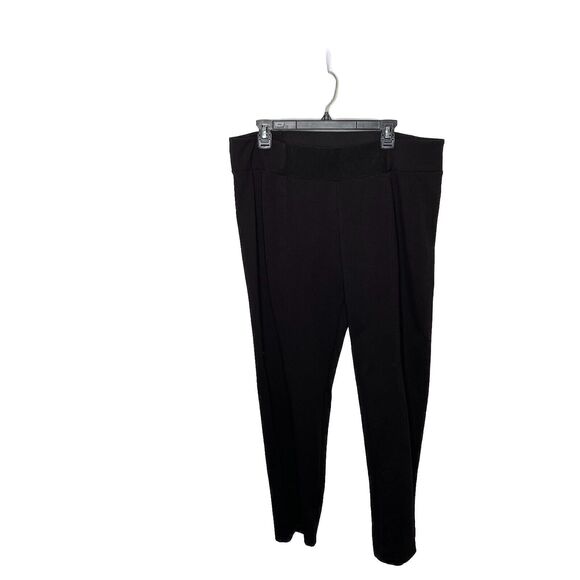Eileen Fisher Pants Black Ankle Ponte Pockets Pull On Career Office Sz Large - Picture 1 of 6